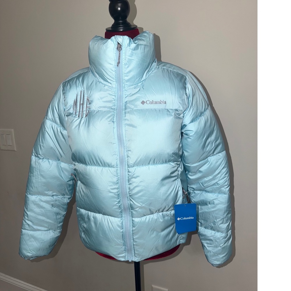 Columbia Womens Puffect Jacket Light Blue Puffer Insulated WL0251 XS NWT